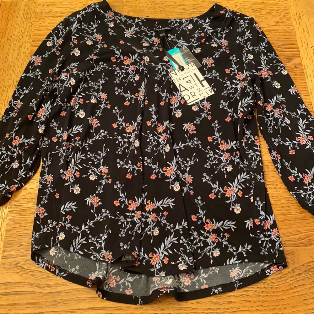 41 Hawthorne top. V neck with buttoned sleeves. New never worn with tags.